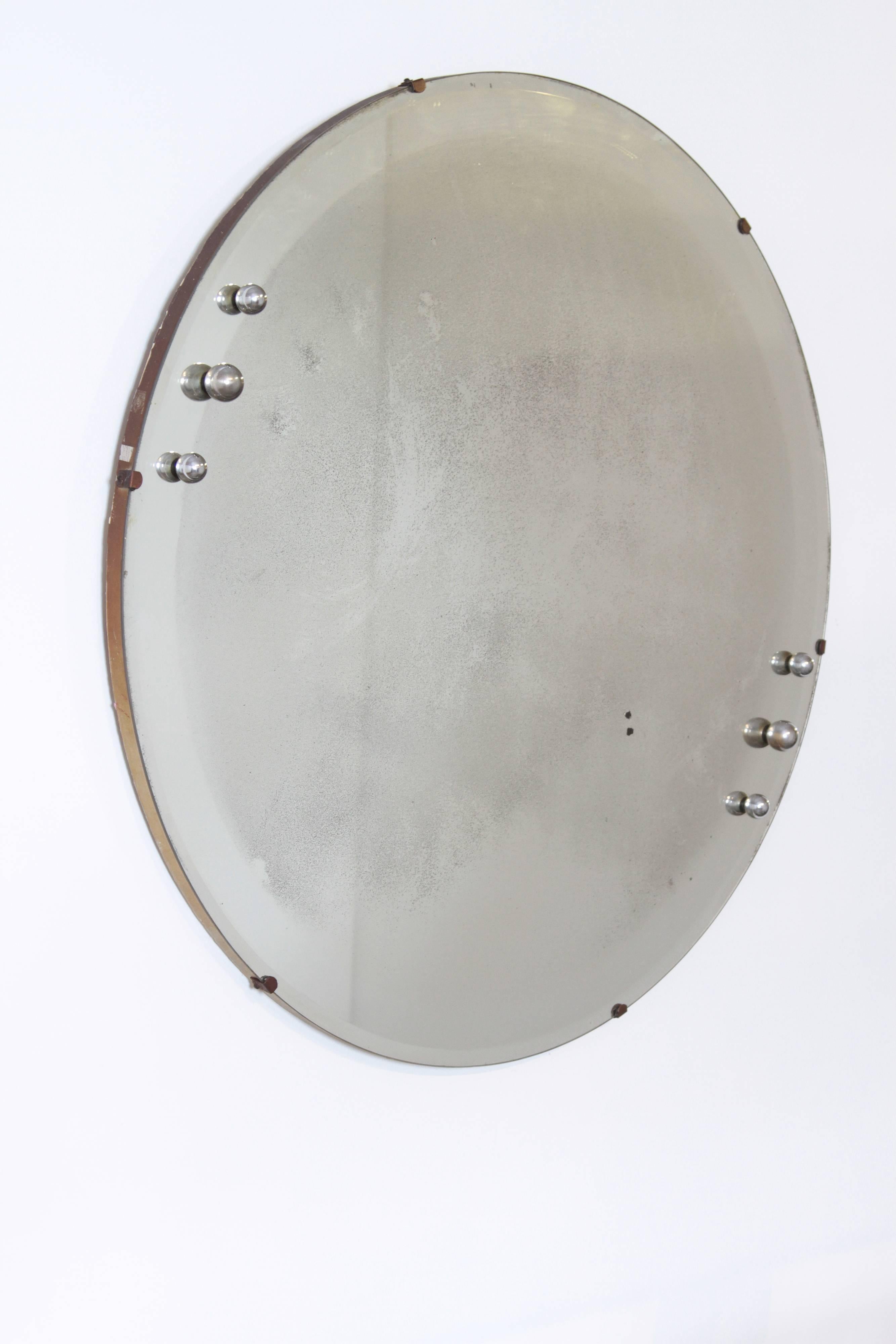 Machine Age Art Deco Streamline Wall Mirror, Manner of Donald Deskey, with Bevel For Sale 2