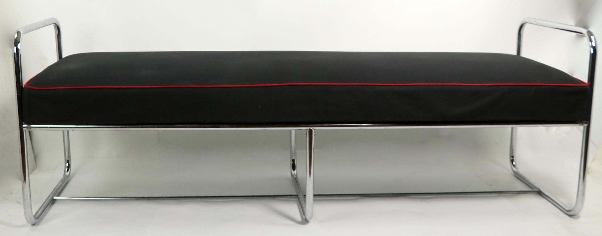 Machine Age Art Deco Tubular Chrome Bench by Wolfgang Hoffmann In Good Condition In New York, NY