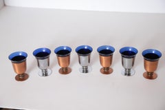 Machine Age Art Deco Walter Von Nessen Cocktail Cups Set of Seven Copper Chrome