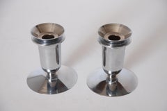 Machine Age Art Deco Walter Von Nessen for Chase Tulip Candlestick Holders