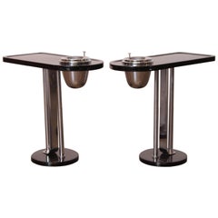 Machine Age Art Deco Wolfgang Hoffmann Smoker Tables for Howell, Signed Pair
