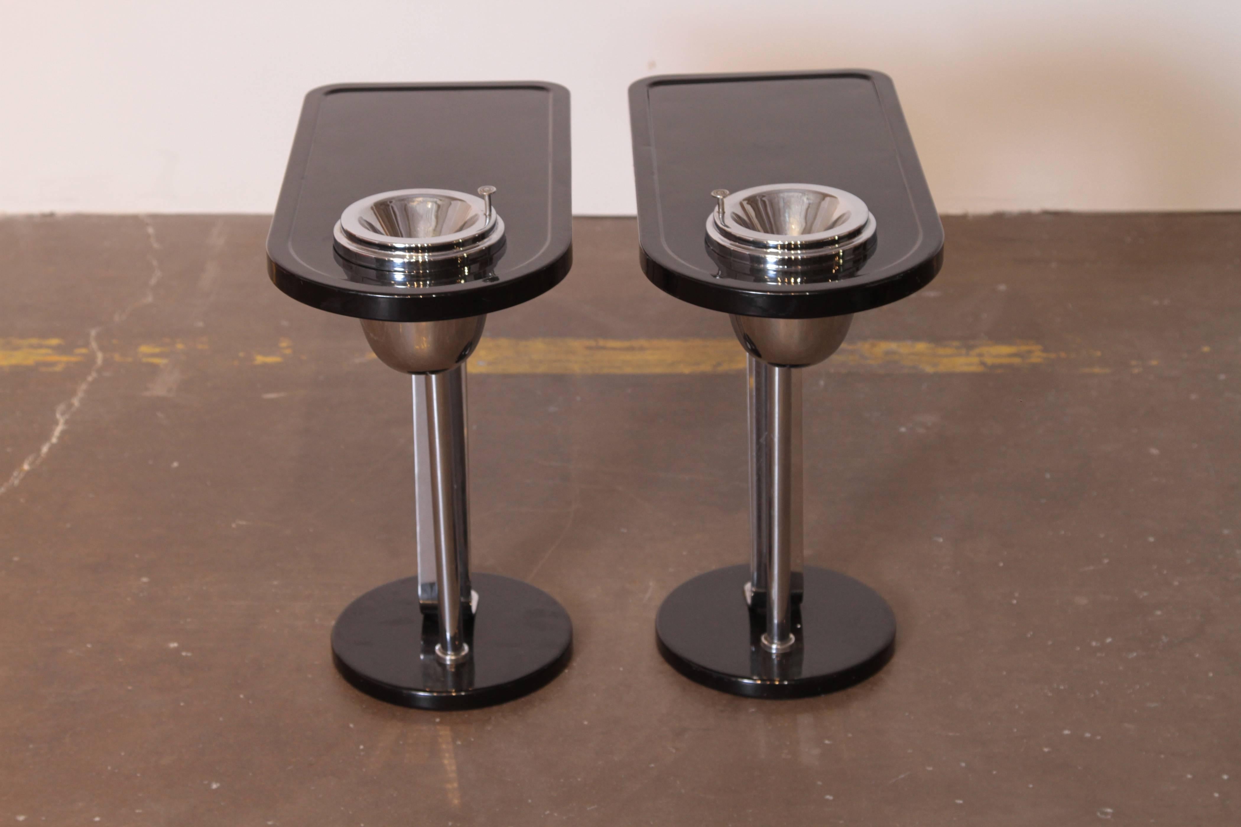 Machine Age Art Deco Wolfgang Hoffmann Smoker Tables for Howell, Signed Pair For Sale 7