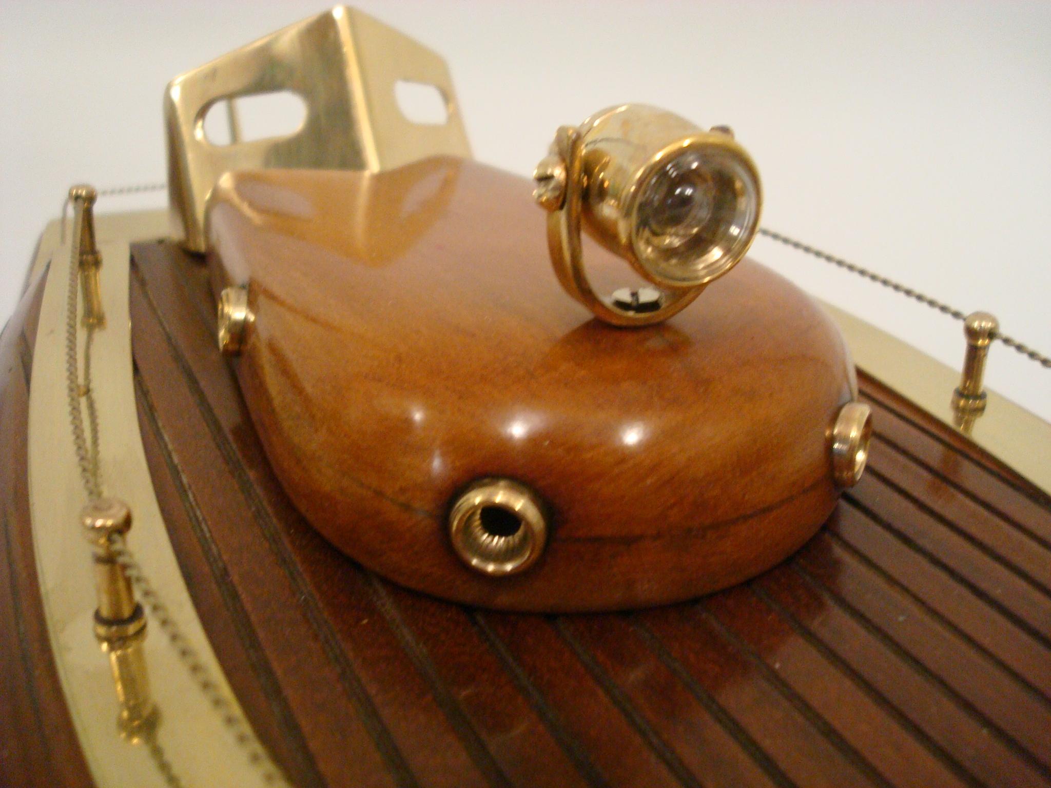 Machine Age / Art Deco Wood & Brass Speedboat Model Secret Box, circa 1930s For Sale 1