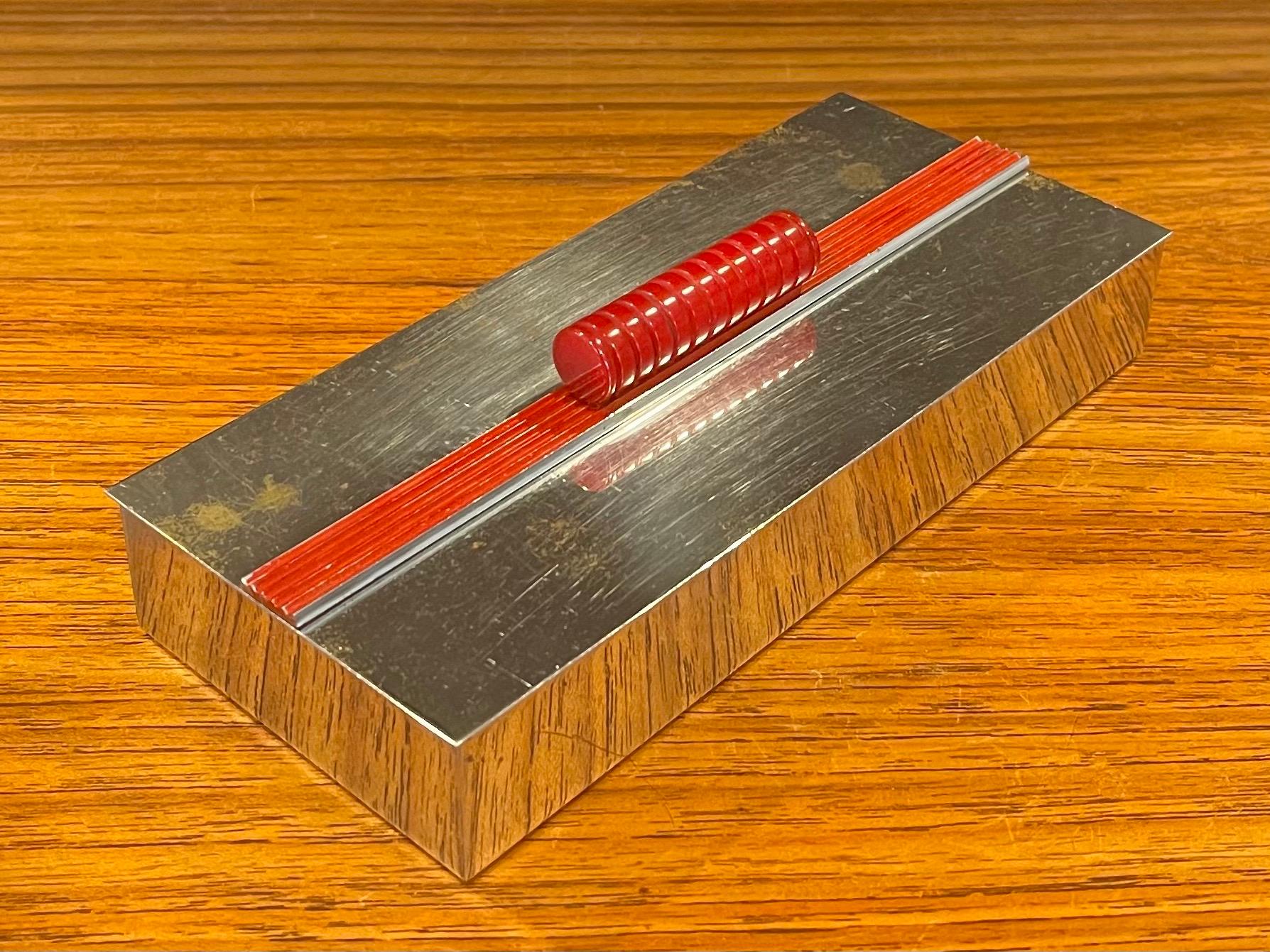 American Machine Age Art Deco Wood Lined Lidded Box by Chase & Co.