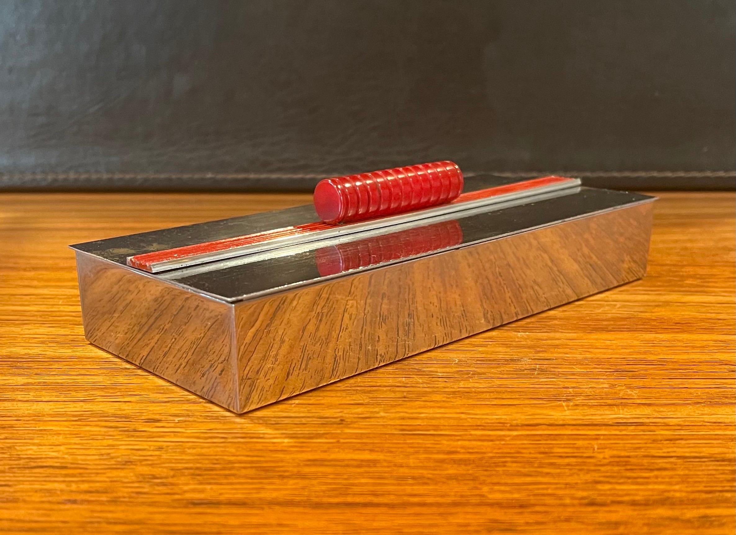 Machine Age Art Deco Wood Lined Lidded Box by Chase & Co. In Fair Condition In San Diego, CA