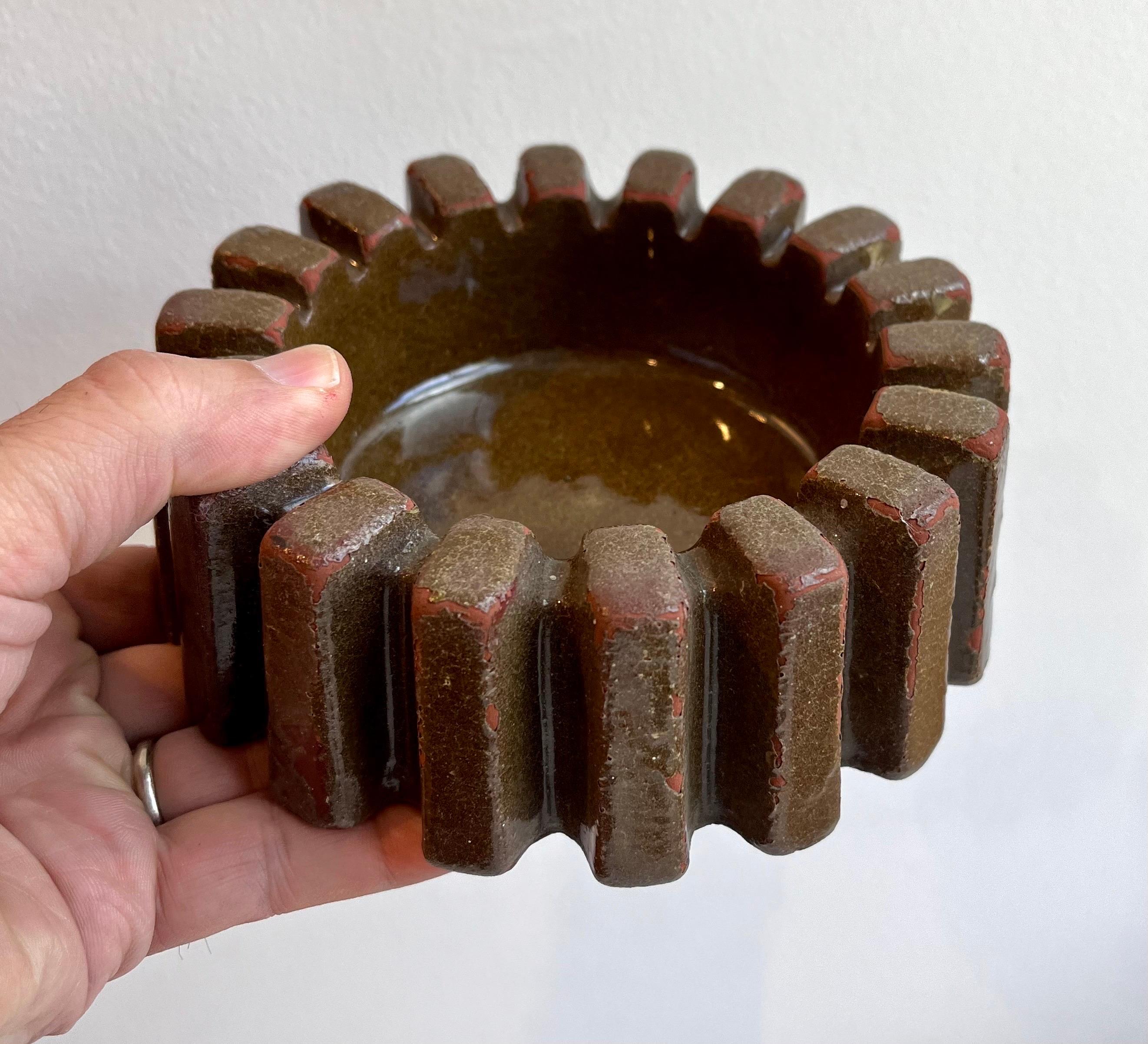 Pottery Machine Age Ashtray or Catchall in the form of a Gear For Sale