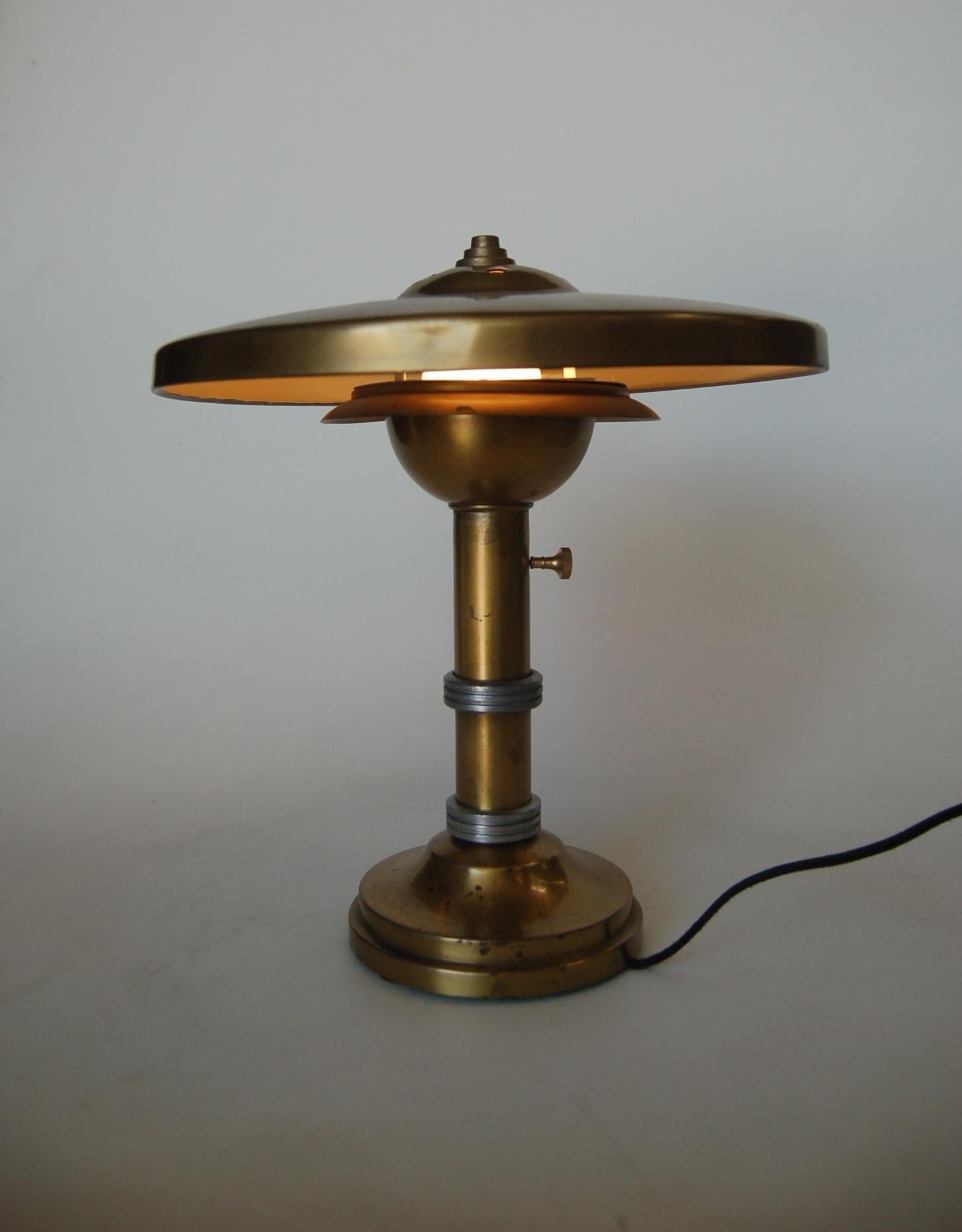 Machine Age Brass And Aluminum Desk Lamp In Excellent Condition In Van Nuys, CA