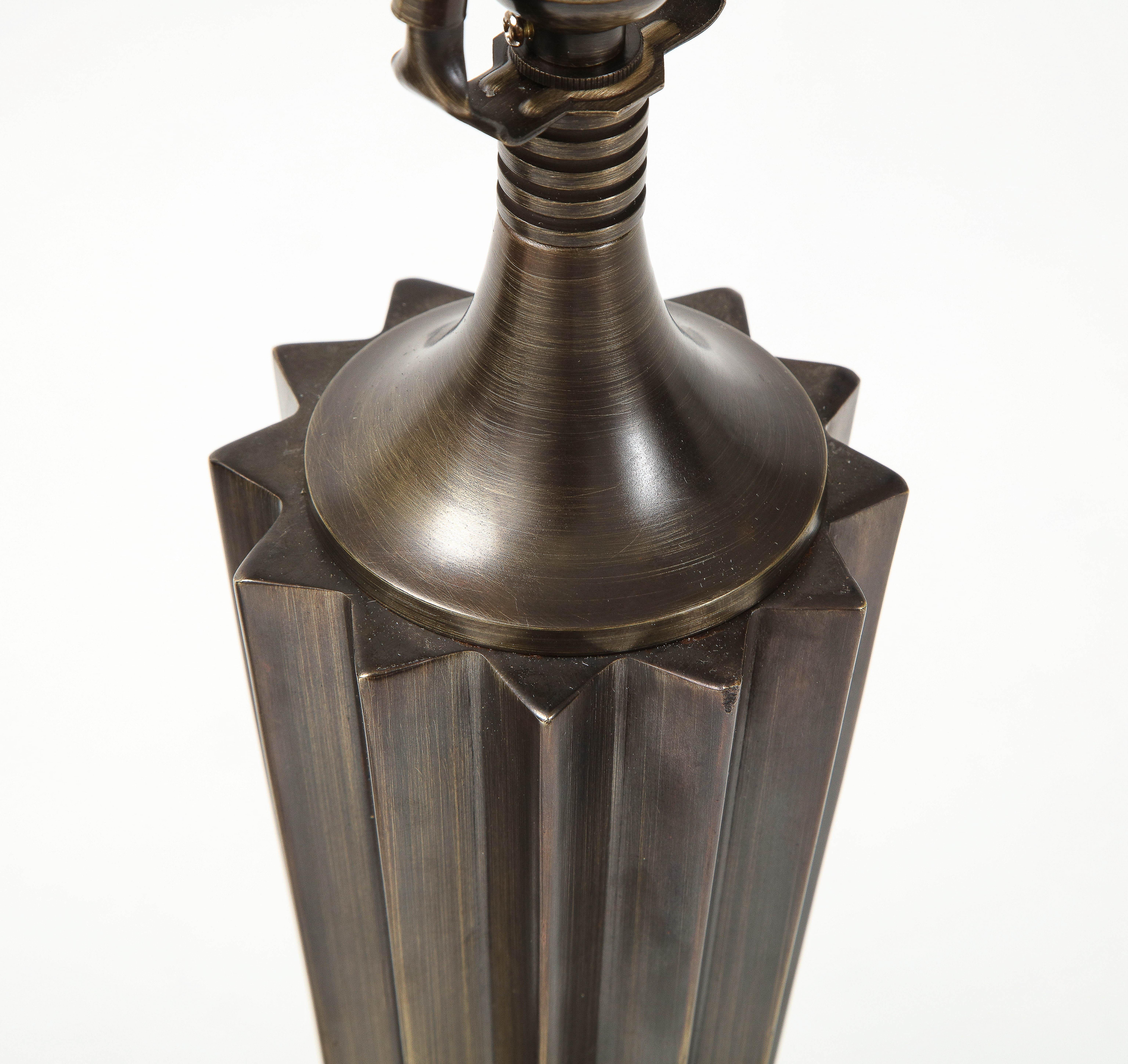 20th Century Machine Age Bronze Lamps