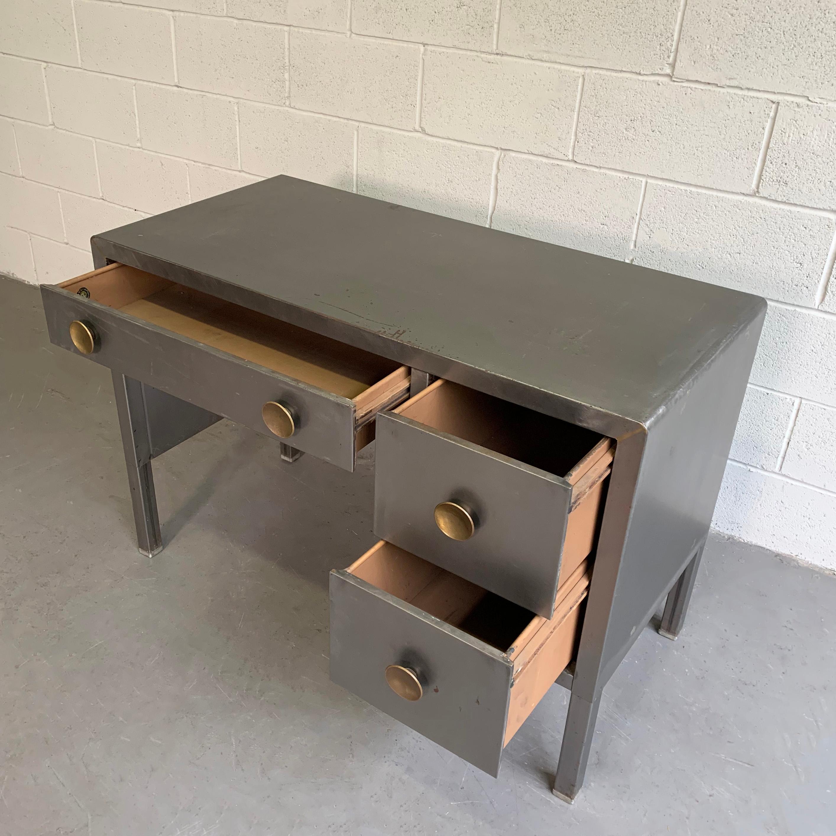 American Machine-Age Brushed Steel Desk by Norman Bel Geddes
