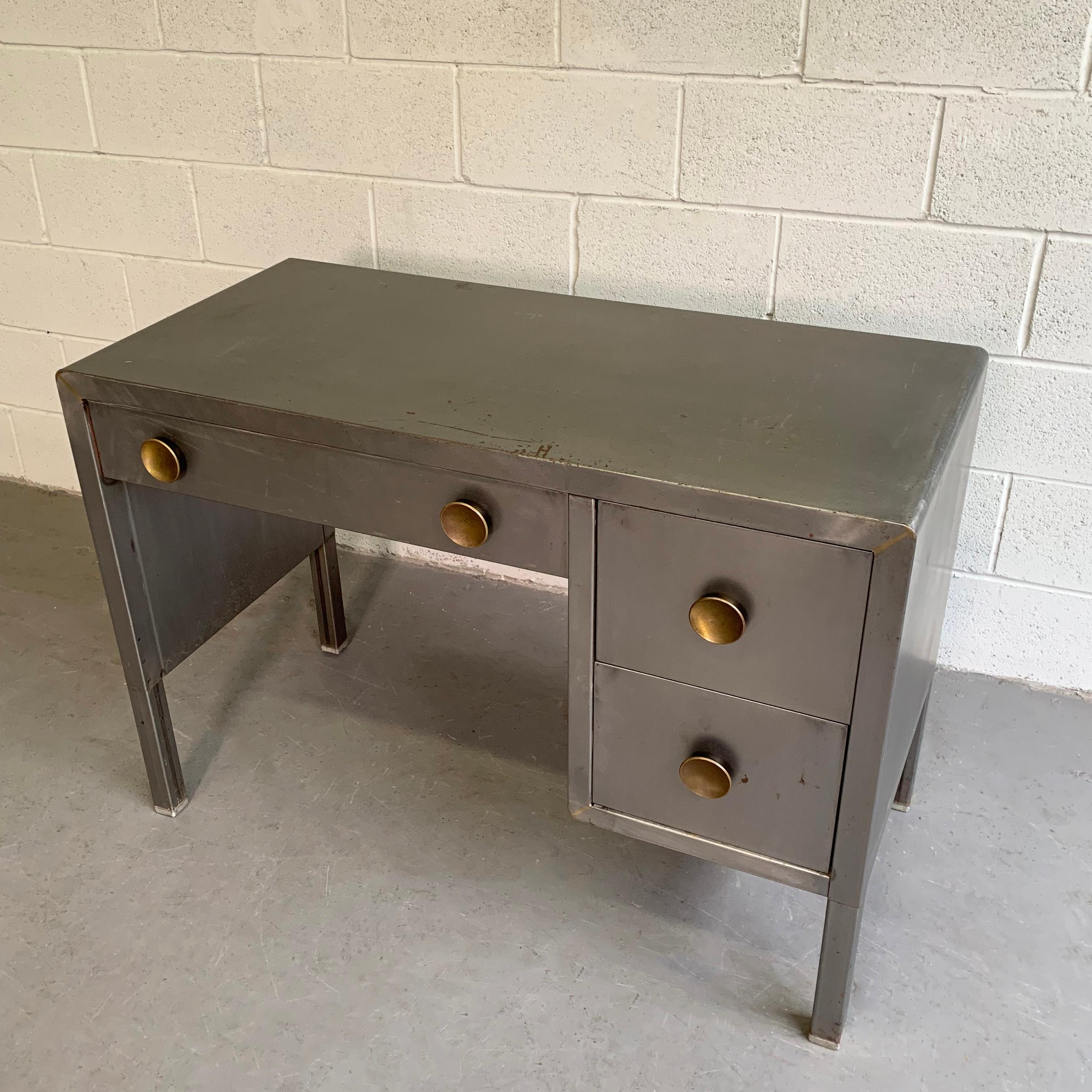 Machine-Age Brushed Steel Desk by Norman Bel Geddes In Good Condition In Brooklyn, NY