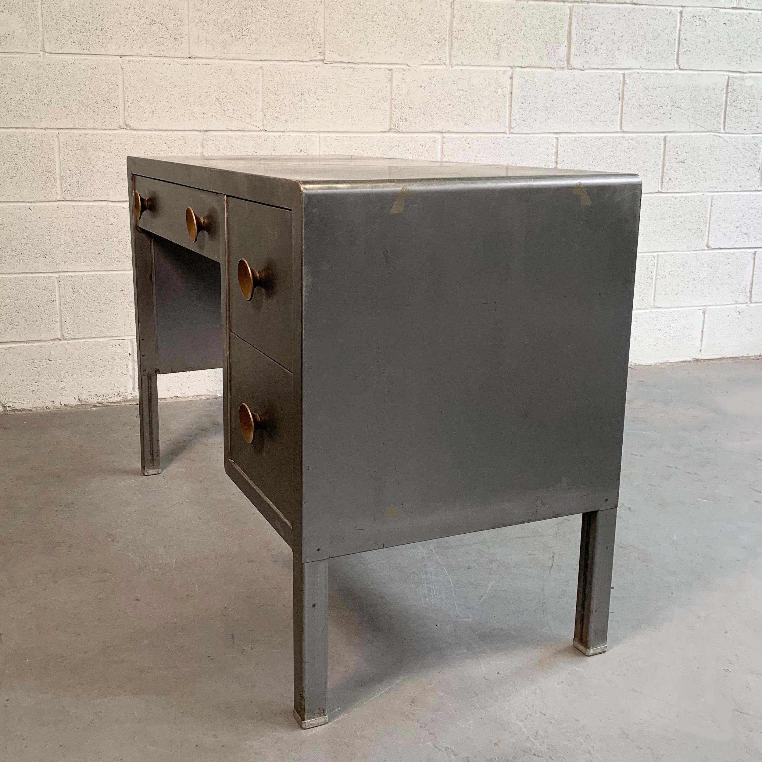 20th Century Machine-Age Brushed Steel Desk by Norman Bel Geddes
