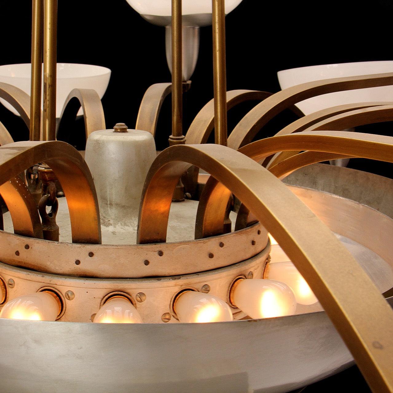Machine Age Chandelier from France In Fair Condition For Sale In Sagaponack, NY