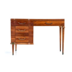 Machine Age Cherry Desk with Brass Accents by Hickory MFG