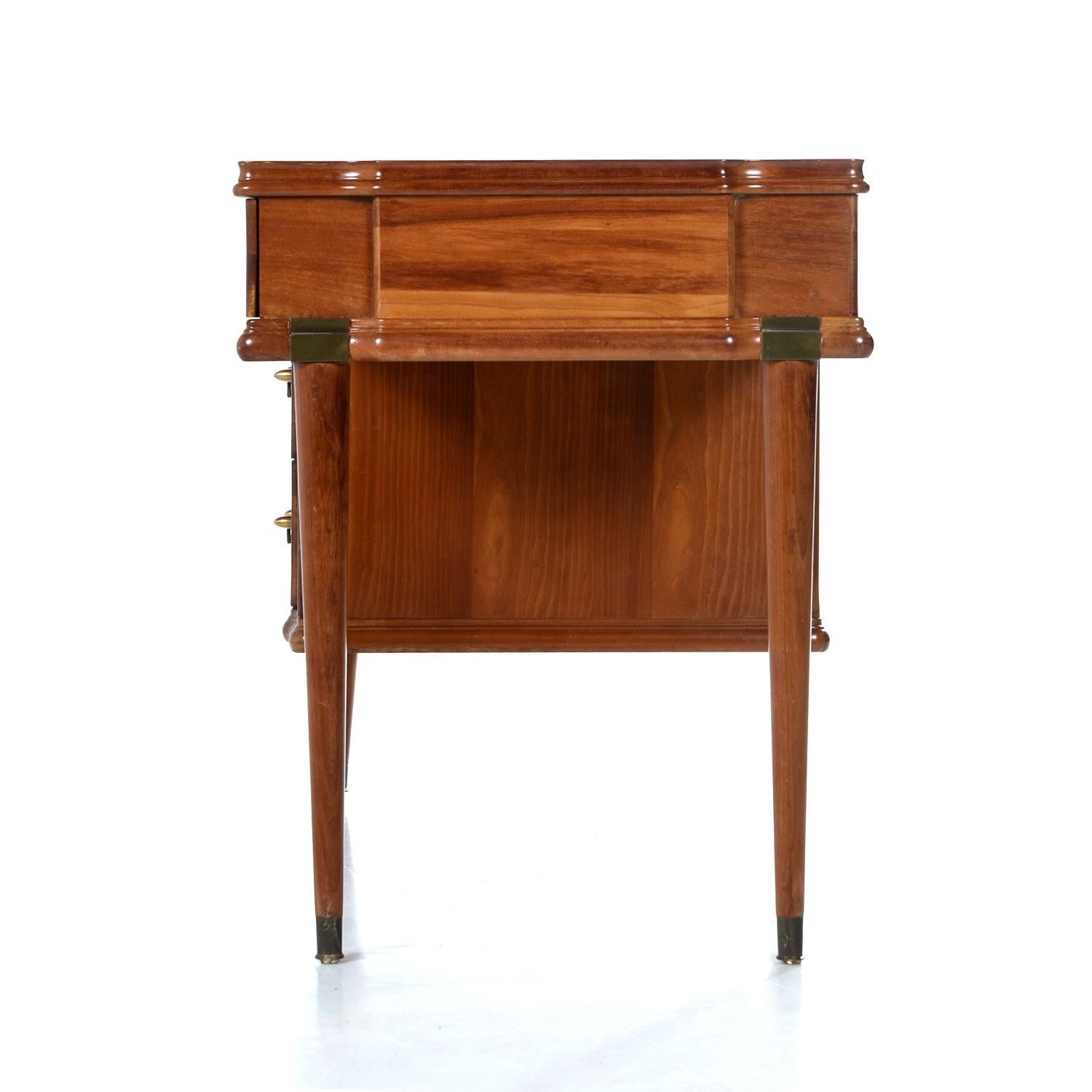 Machine Age Cherry Desk with Brass Accents by Hickory MFG 1
