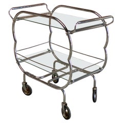 Machine Age Chrome and Glass Bar Cart