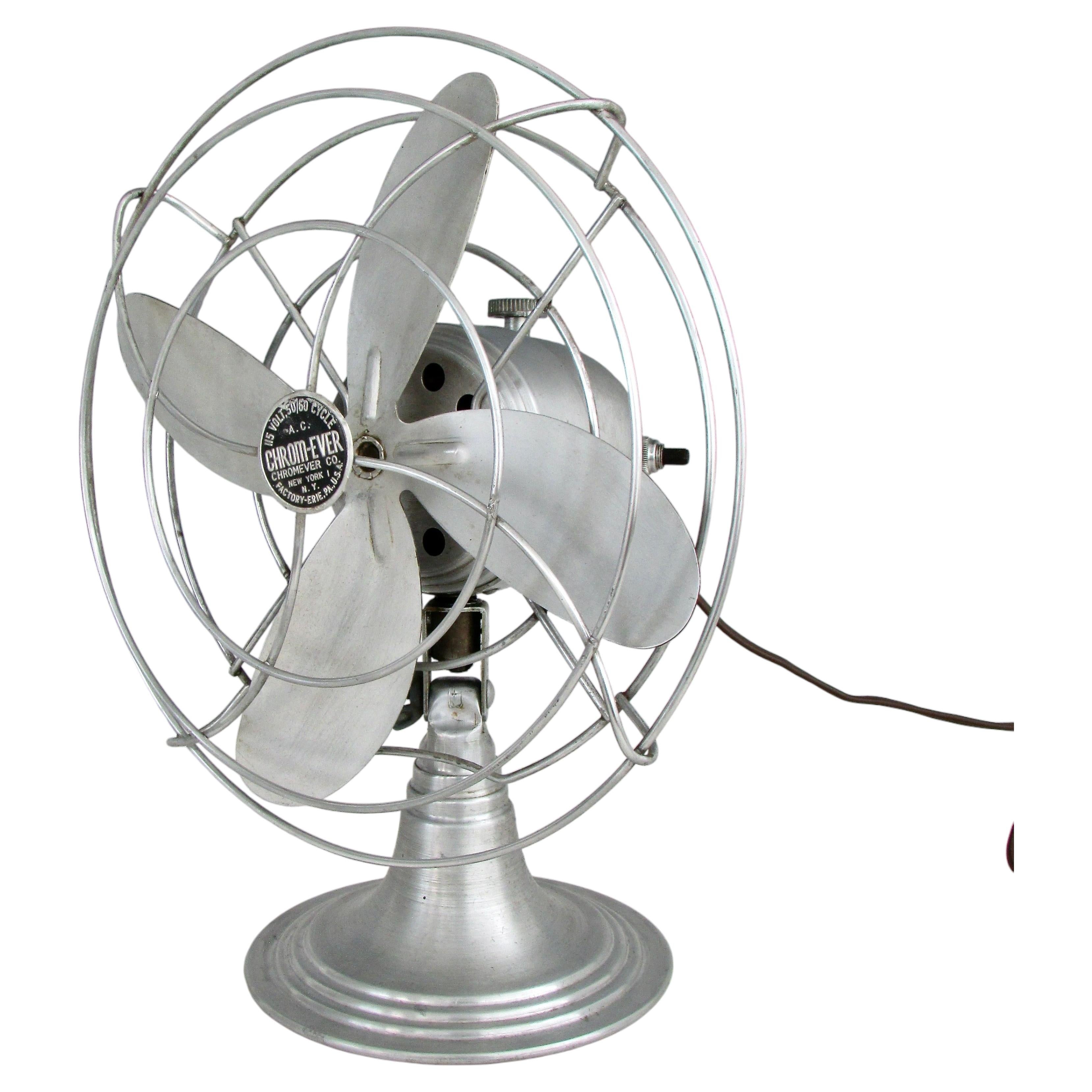 Machine age Chrome Ever spun aluminum adjustable desk top electric fan