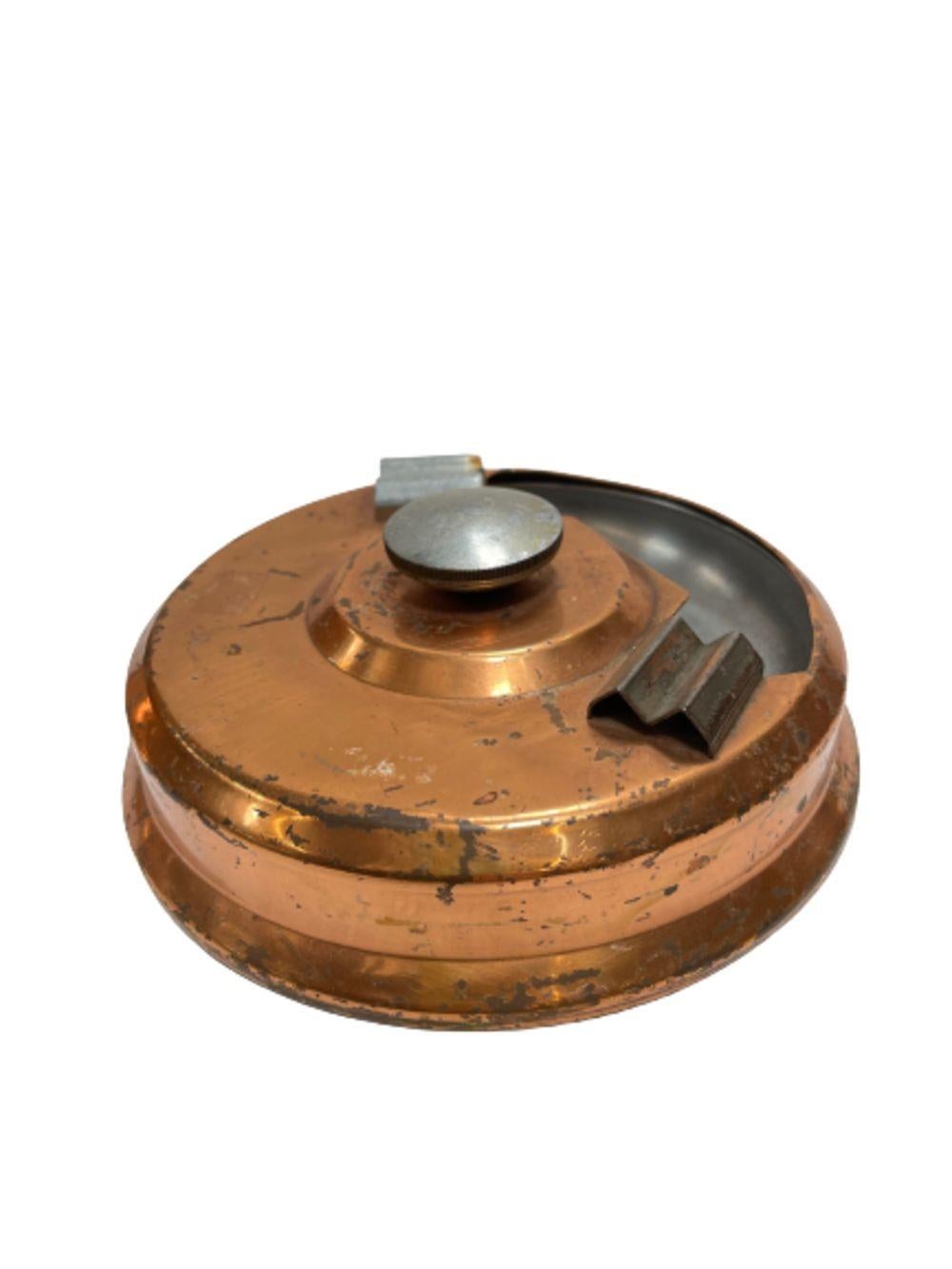 Mid-20th Century Machine Age Copper and Steel Smokeless Ashtray For Sale