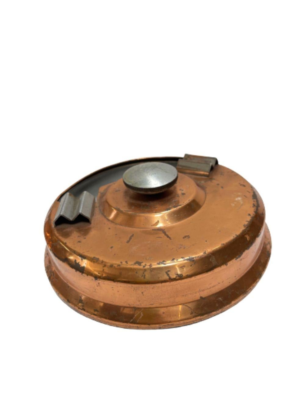 Machine Age Copper and Steel Smokeless Ashtray For Sale 1