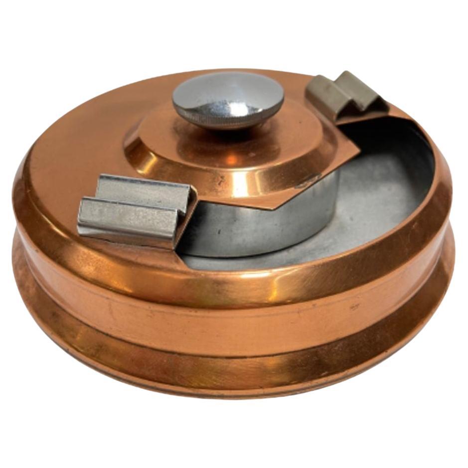 Machine Age Copper and Steel Smokeless Ashtray For Sale