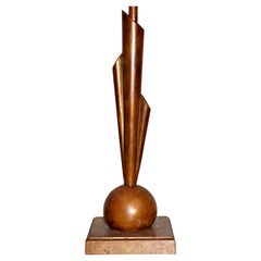 Lampe de table en cuivre Machine Age style Jules Bouy