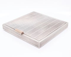 Machine Age David Sutton & Sons English Sterling Silver Engine Turned Compact