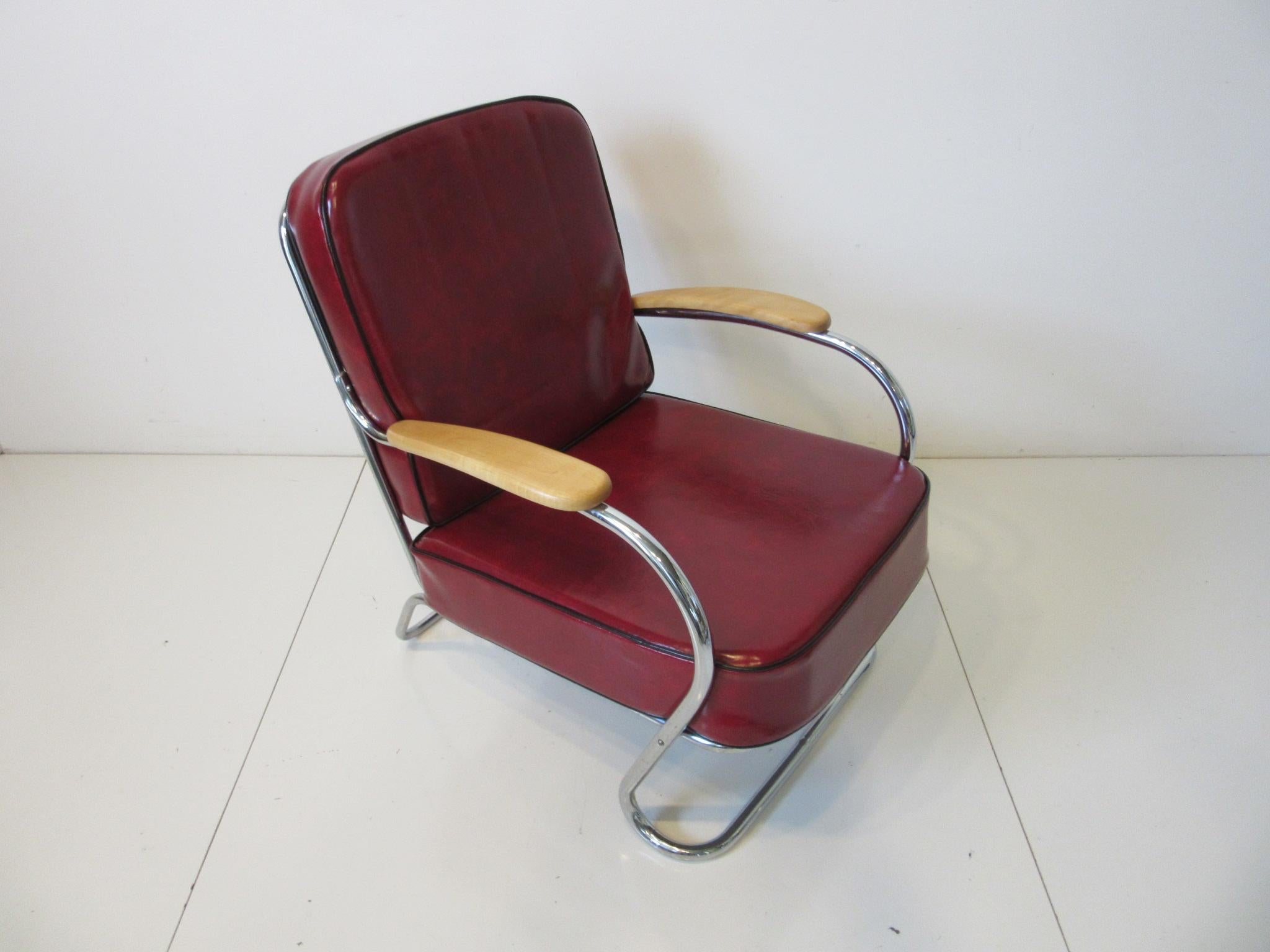 Machine Age / Deco Large Lounge Chair in the Style of Hoffmann & Howell 4