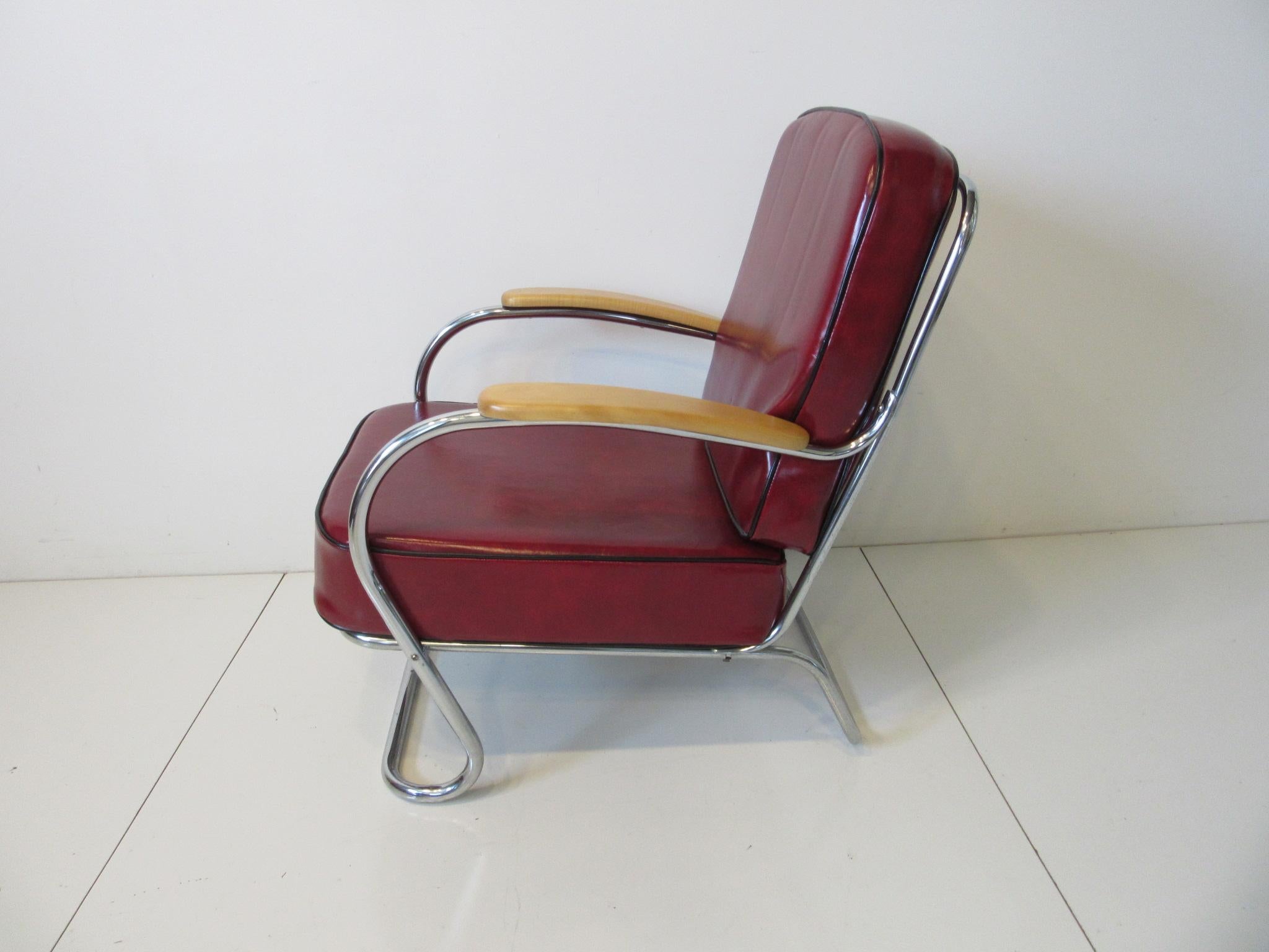 Machine Age / Deco Large Lounge Chair in the Style of Hoffmann & Howell In Good Condition In Cincinnati, OH