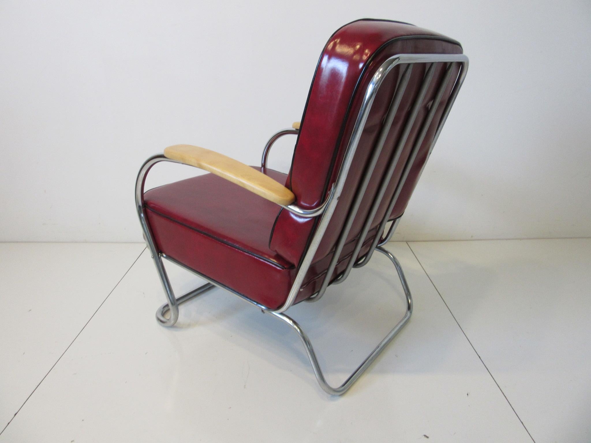 20th Century Machine Age / Deco Large Lounge Chair in the Style of Hoffmann & Howell