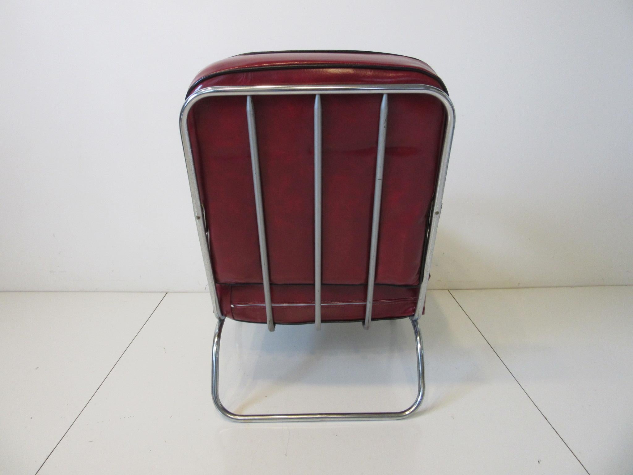 Chrome Machine Age / Deco Large Lounge Chair in the Style of Hoffmann & Howell