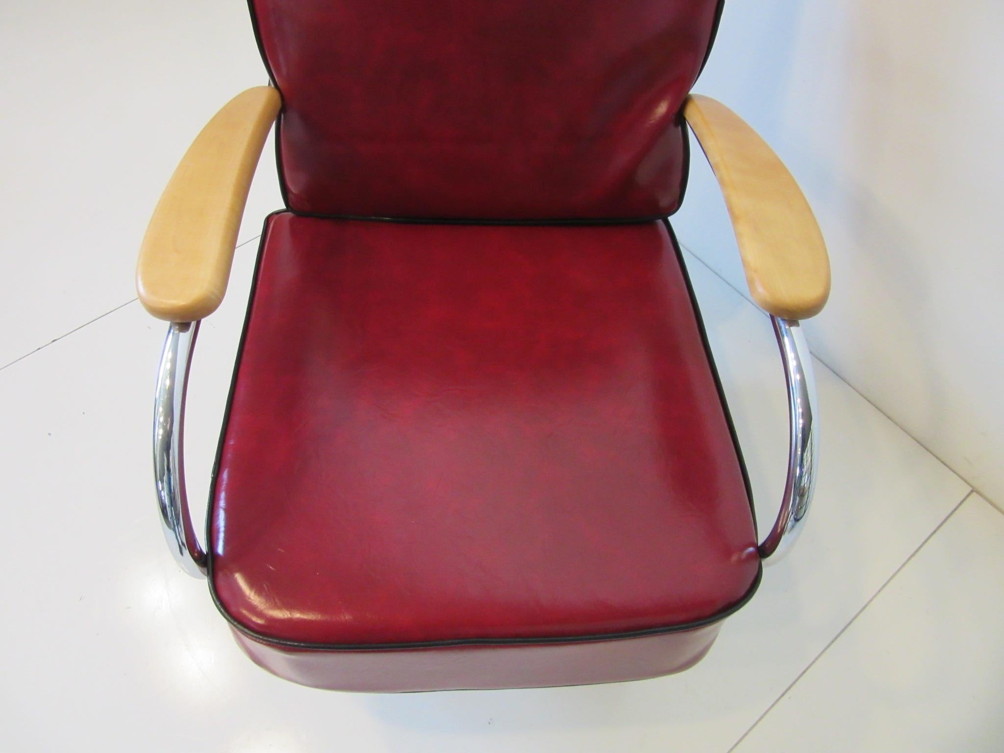 Machine Age / Deco Large Lounge Chair in the Style of Hoffmann & Howell 1