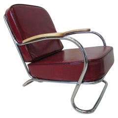 Machine Age / Deco Large Lounge Chair in the Style of Hoffmann & Howell