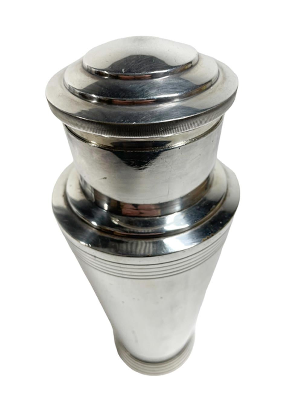Art Deco Machine Age Design Silver Plate Cocktail Shaker / Keith Murray for Mappin & Webb For Sale