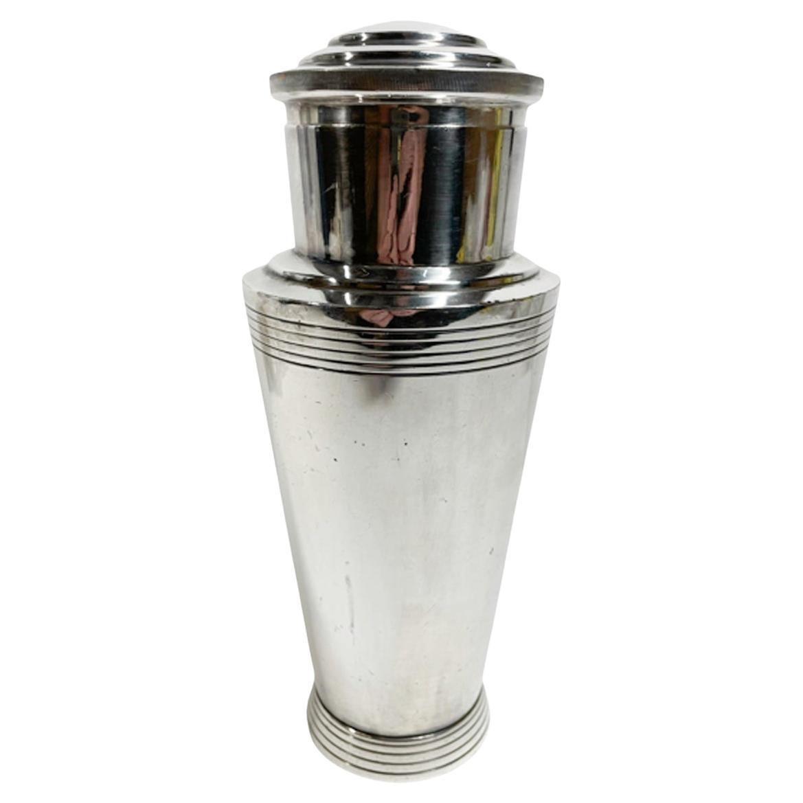 Machine Age Design Silver Plate Cocktail Shaker / Keith Murray for Mappin & Webb For Sale
