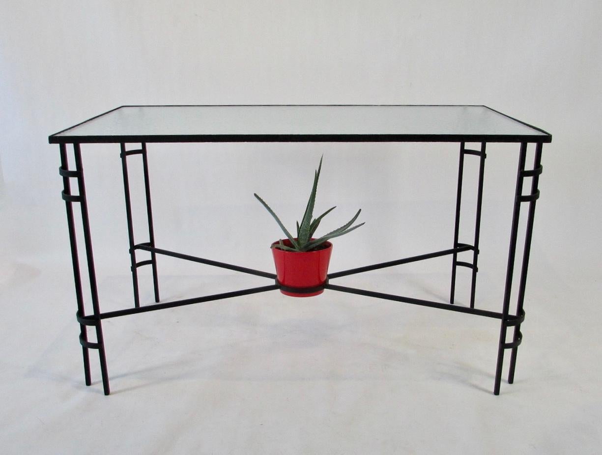Machine Age Era Wrought Iron Garden Dining Table For Sale 3