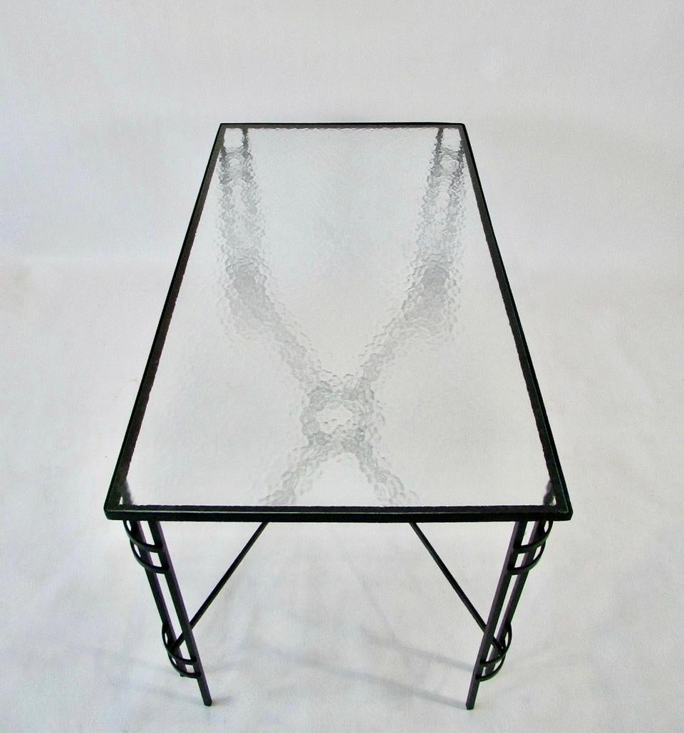 Powder-Coated Machine Age Era Wrought Iron Garden Dining Table For Sale