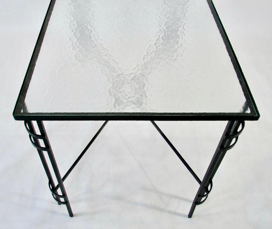 Machine Age Era Wrought Iron Garden Dining Table In Good Condition For Sale In Ferndale, MI