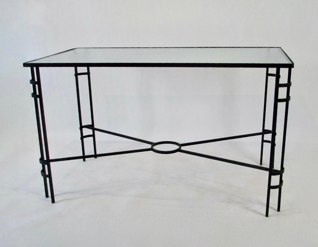 20th Century Machine Age Era Wrought Iron Garden Dining Table For Sale