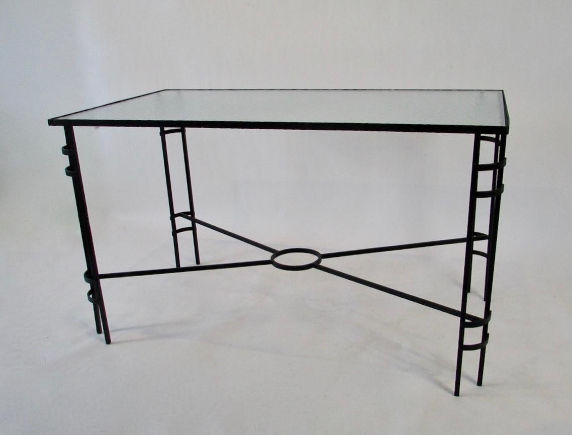 Machine Age Era Wrought Iron Garden Dining Table For Sale 1