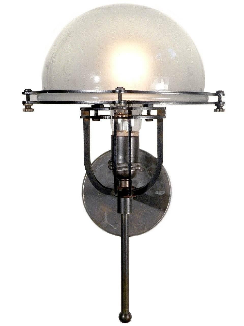 Bauhaus Machine Age Frosted Dome Sconce