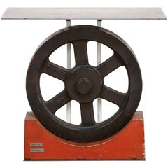 Machine Age Industrial Art Steel and Wood Console Table