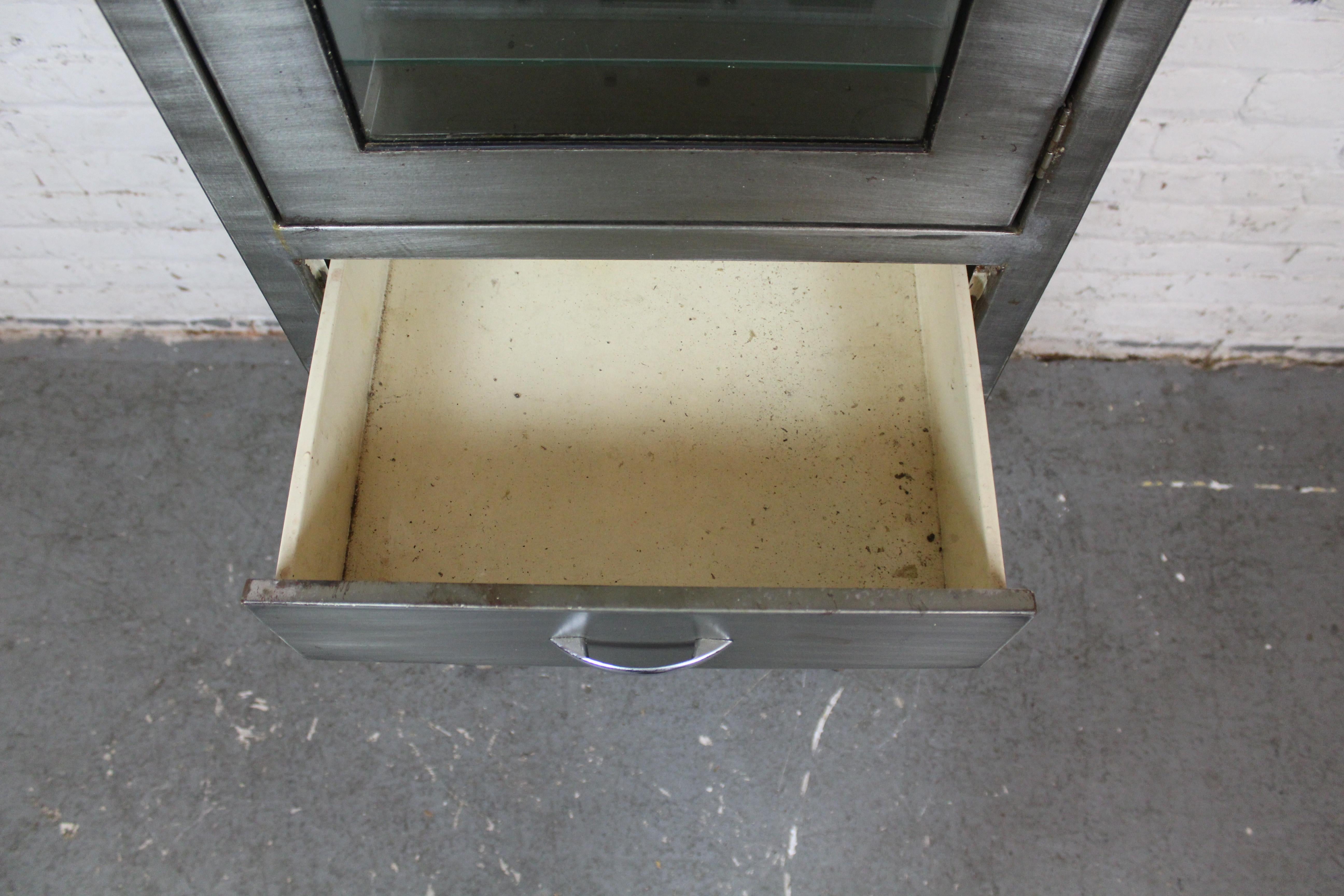 Machine Age Industrial Metal Medical Cabinet For Sale 8