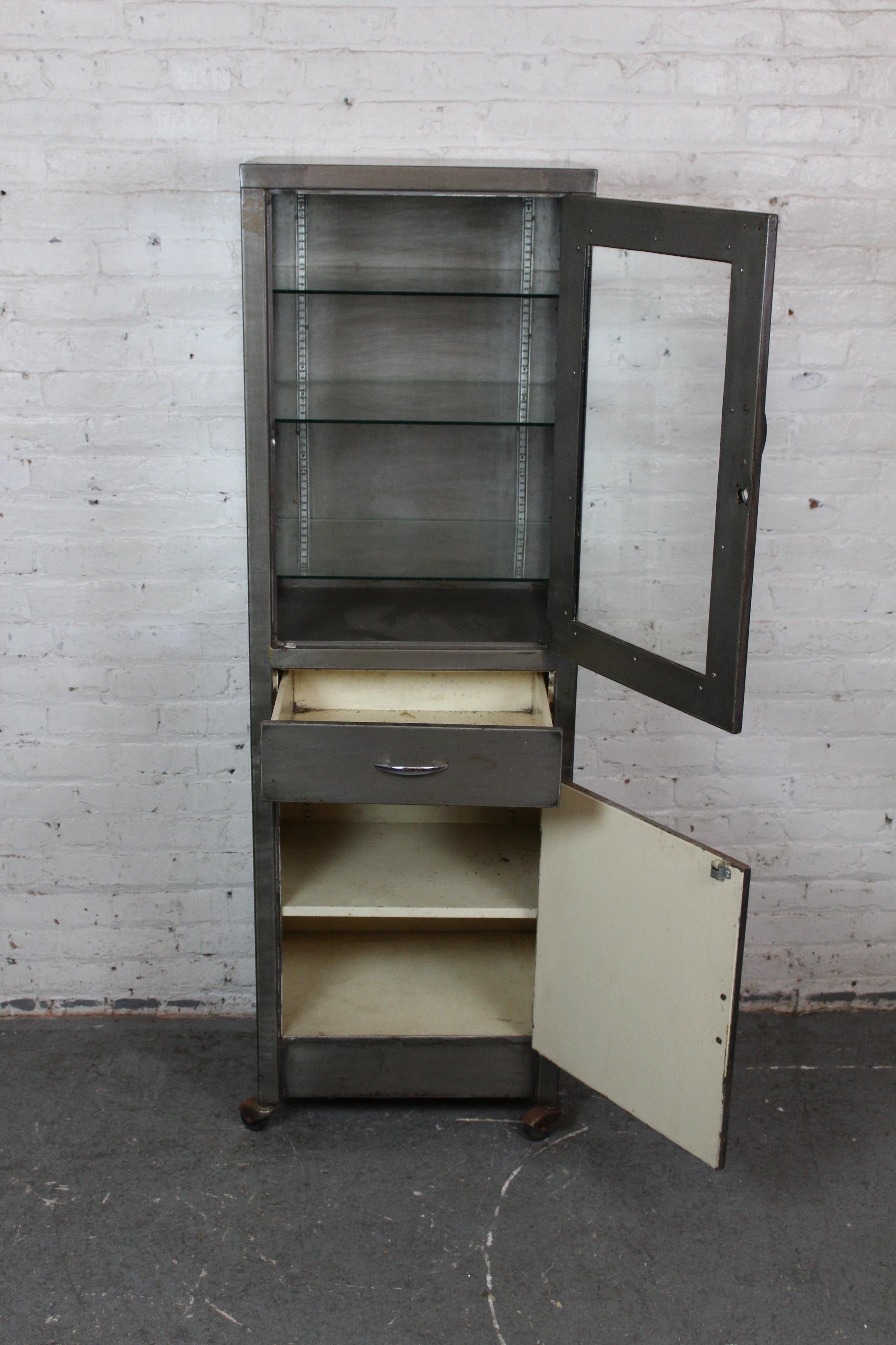 Steel Machine Age Industrial Metal Medical Cabinet For Sale