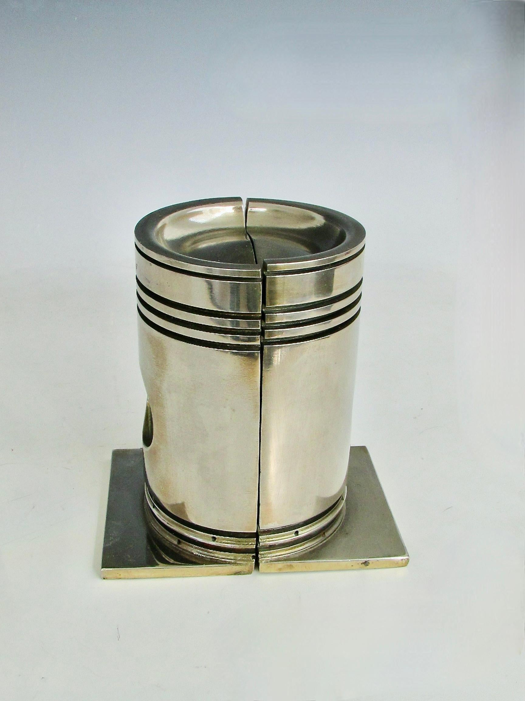 Machine Age Industrial Nickel Plated Piston Bookends 4