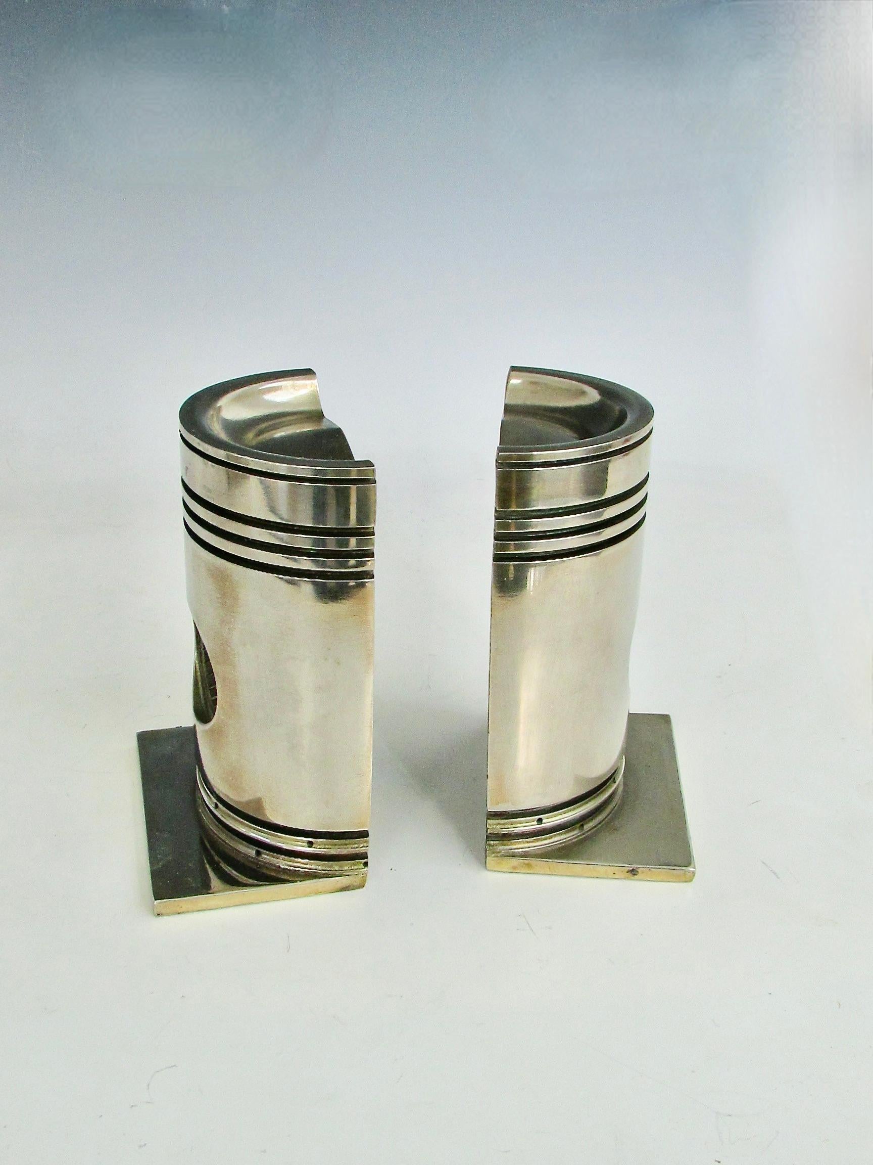 Machine Age Industrial Nickel Plated Piston Bookends 5