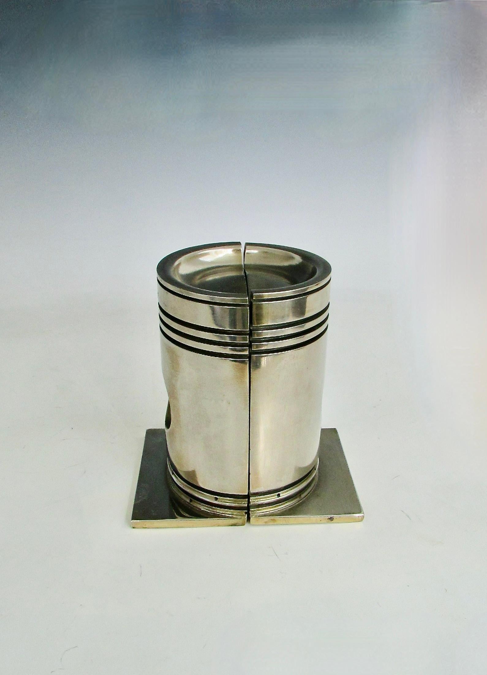 Machine Age Industrial Nickel Plated Piston Bookends 3