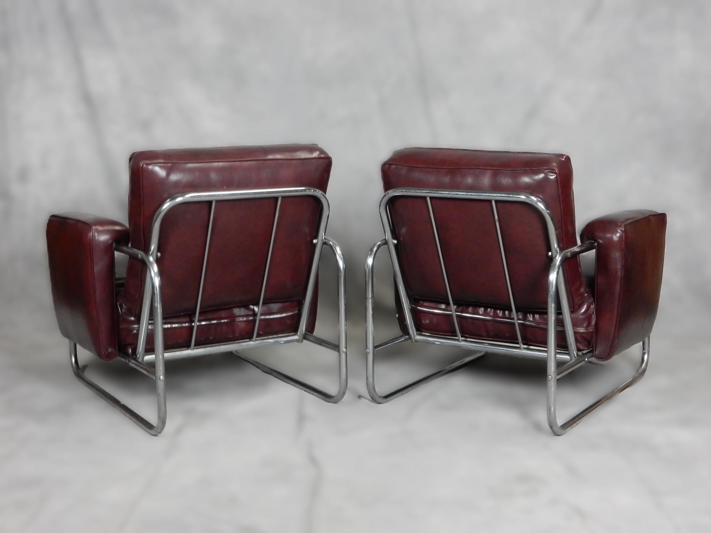 Machine Age Machine age Industrial Nickel Plated Steel Lounge Chairs For Sale