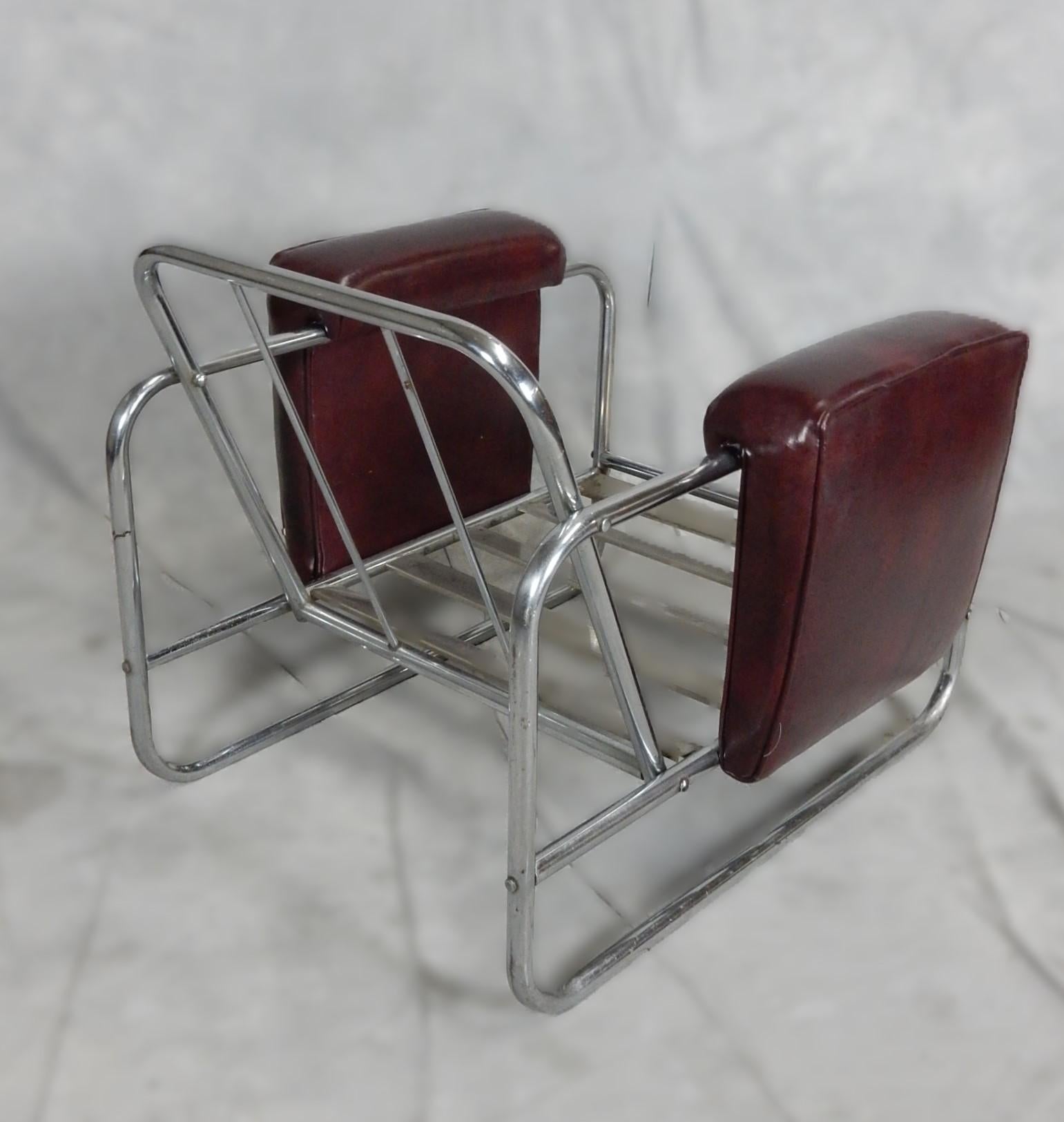 Machine age Industrial Nickel Plated Steel Lounge Chairs For Sale 2
