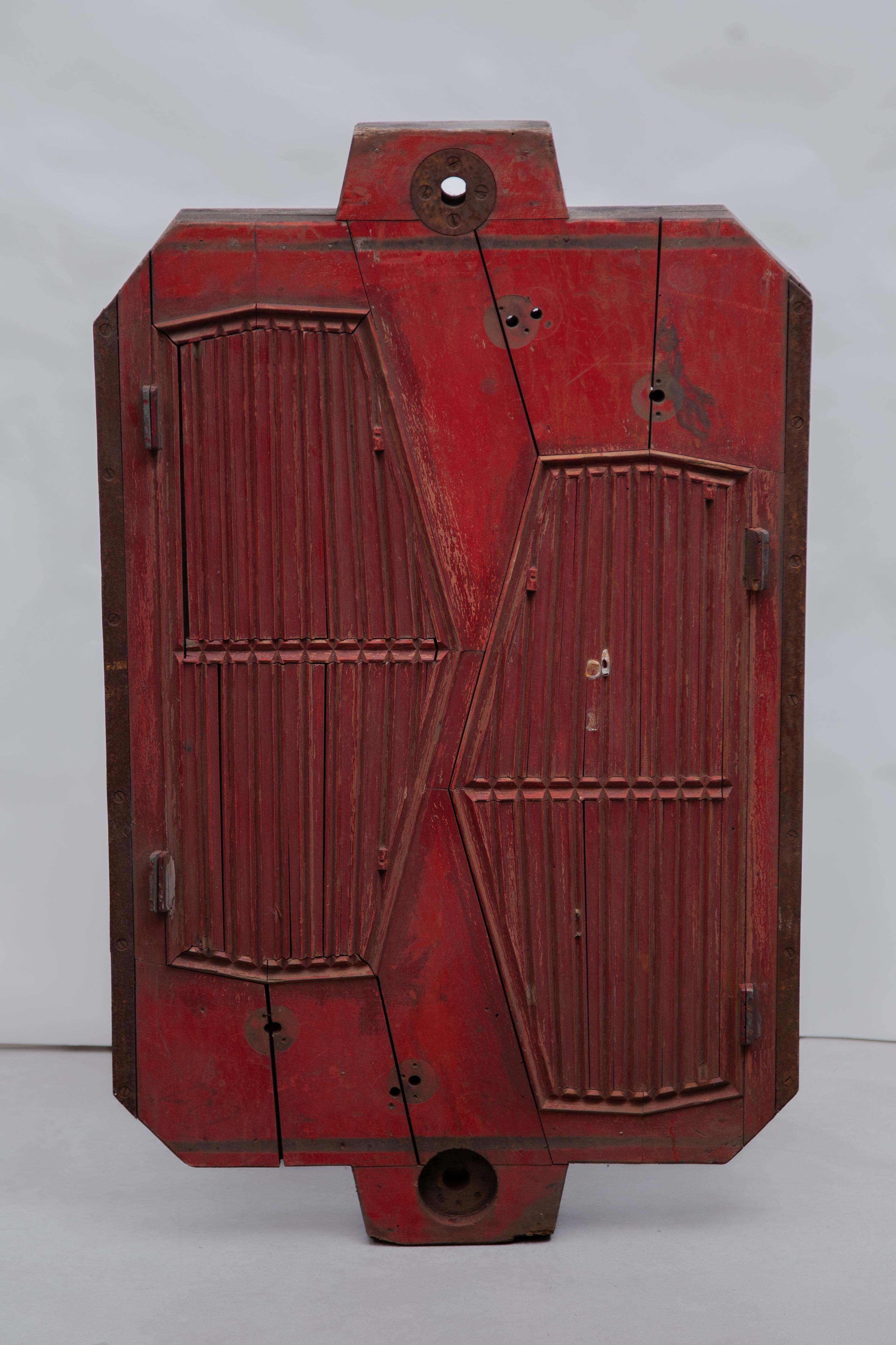 French Machine Age Industrial Wooden Foundry Mold for a Chrome Car Grill, France, 1950s For Sale