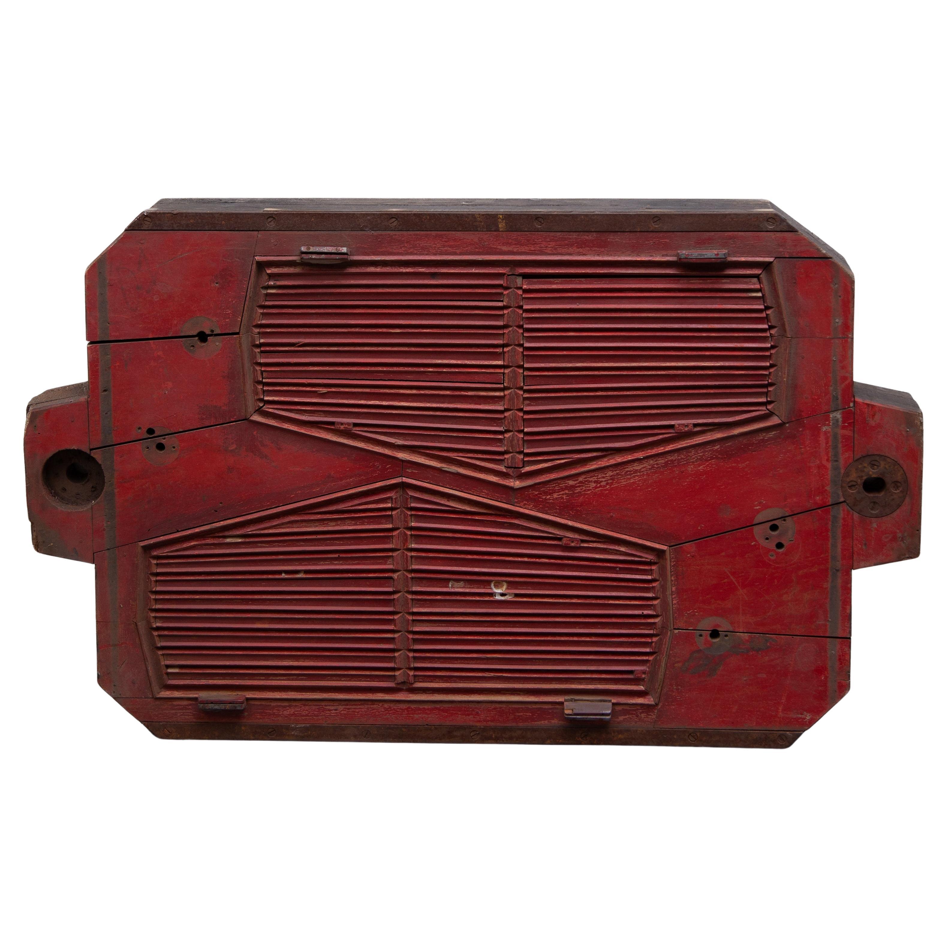 Machine Age Industrial Wooden Foundry Mold for a Chrome Car Grill, France, 1950s For Sale
