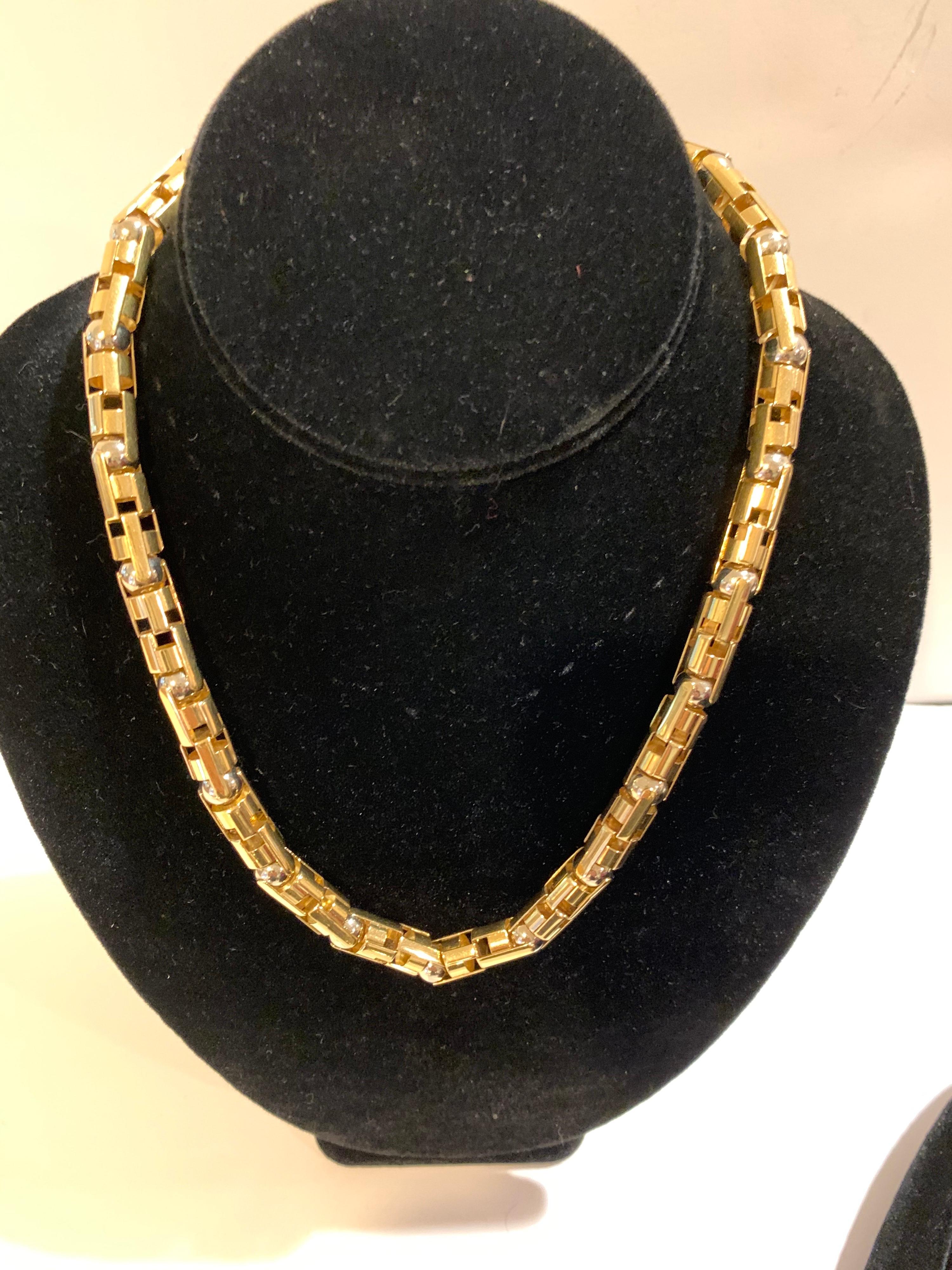 Machine Age Link Necklace 18-Karat Yellow and White Gold, 51 Dwt, circa 1960 2